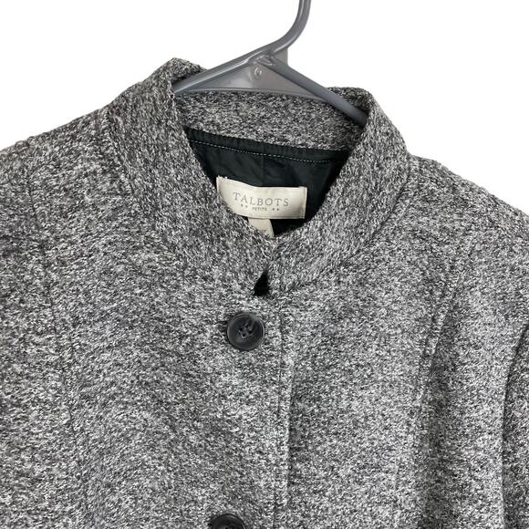 Talbots Button Front Wool Blend Jacket Gray Womens 12 Petite - Picture 3 of 6